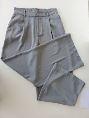 Commense Medium wide Leg Pants High Waisted trousers Blue Grey flowy Oversized